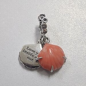 Pandora Coral-colored Shell Double Dangle CharmSterling silver